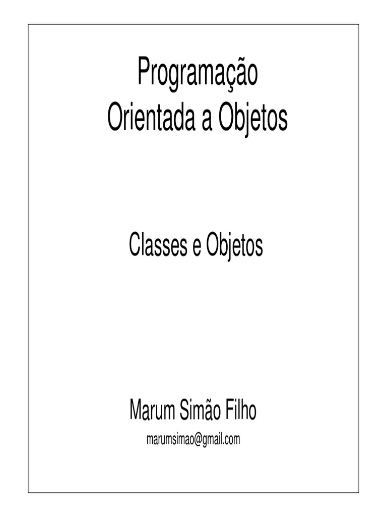 Aula 01 - Classes e Objetos, PDF, Classe (programação de computadores)