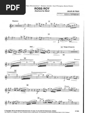 ROSS ROY. Jacob de Haan. Clarinete I en Sib | PDF | Art
