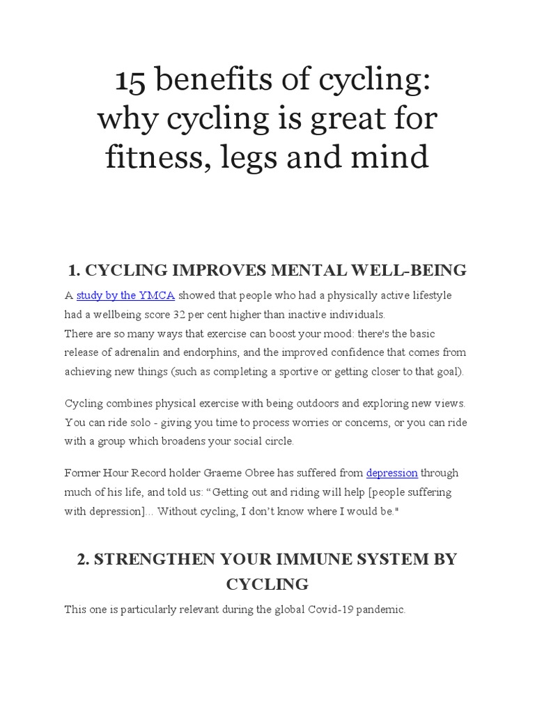15 Benefits of Cycling PDF Physical Fitness Cardiovascular Diseases