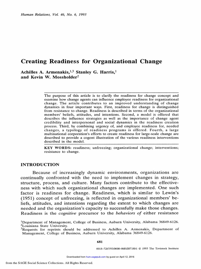 Creating Readiness For Change | PDF