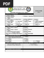 Palawan National School Senior High School Trainee Information Sheet Id Picture 2 X 2