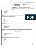 Estudo Dirigido de Gramática - 6º Ano - Gramática