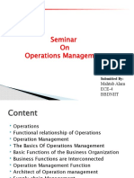 Seminar on Operations Management Functions and Basics