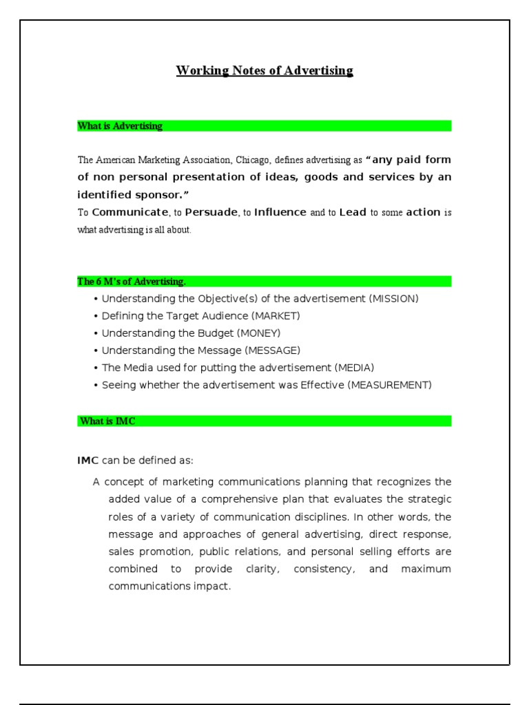 Advertising and IMC Essentials Guide | PDF | Advertising | Marketing ...