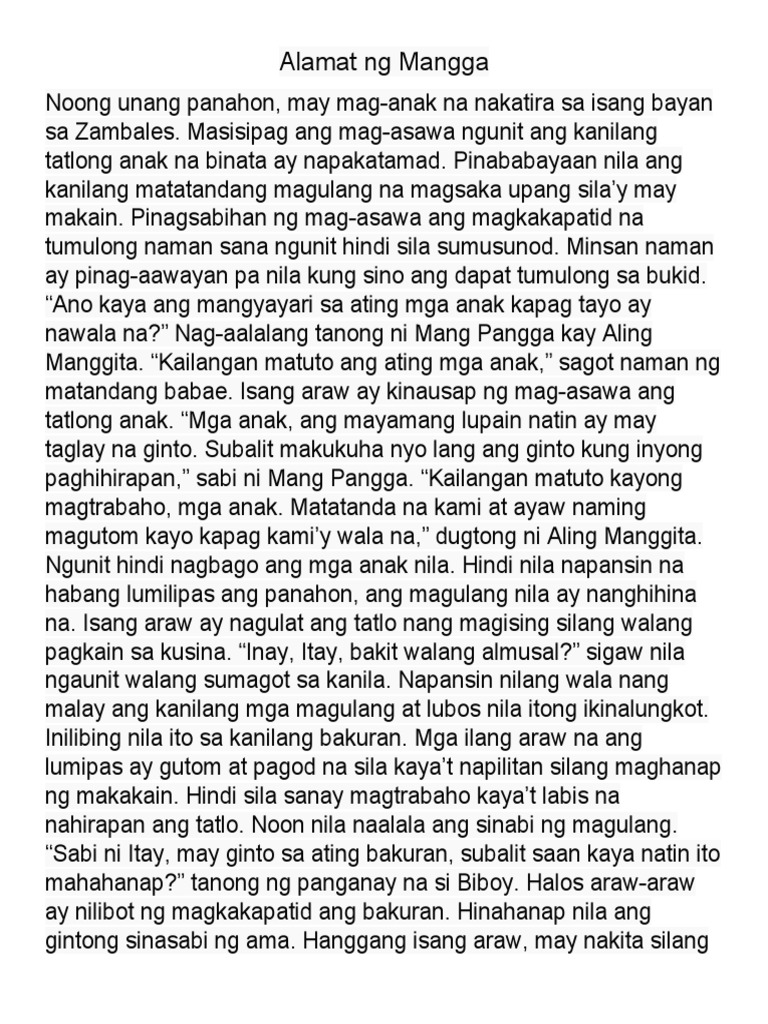 Alamat NG Mangga | PDF