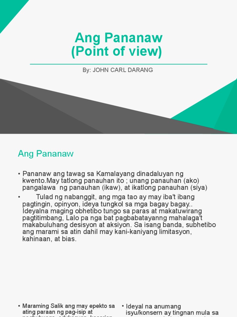 Ang Pananaw-By John Carl | PDF
