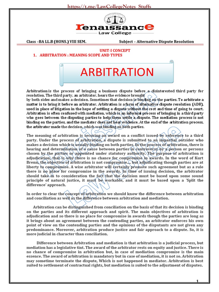 ALTERNATIVE DISPUTE RESOLUTION SYSTEM LLB NOTES PDF visual data 7