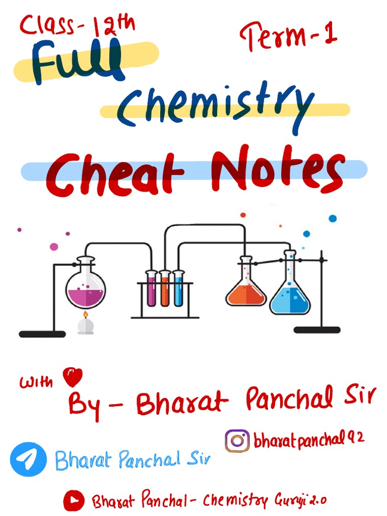 Chemistry Term 1 Cheat Notes by Bharat Panchal Sir PDF Alkene Alkane