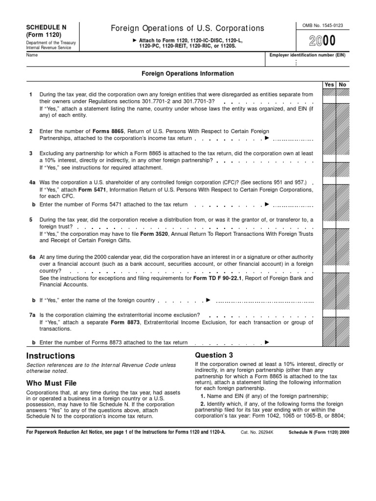 Schedule N: Foreign Operations Reporting | PDF | Finance & Money Management