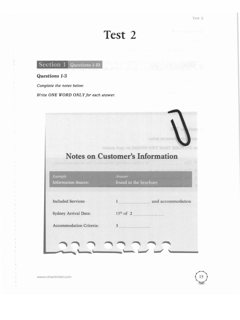 IELTS Listening Part 1-2 Test 2 | PDF