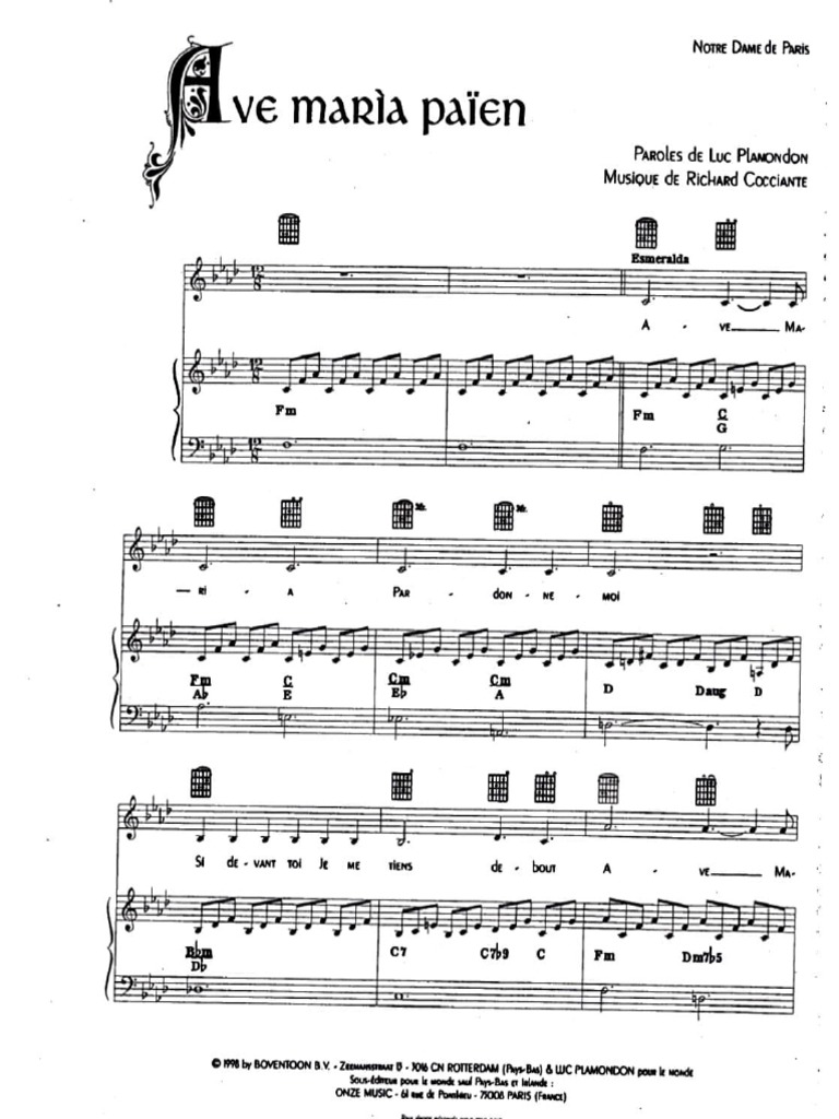 Ave Maria Da Notre Dame de Paris in F Minor PDF