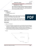 Laboratory Manual in Surveying 1 Fieldwork No. 2: Taping LEARNING OUTCOMES: After Completion The Fieldwork Activity The Students Are Expected To