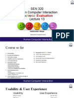 SEN 320 Human Computer Interaction: E I Evaluation