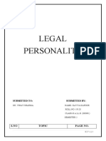 Legal Personality: S.No Topic Page No