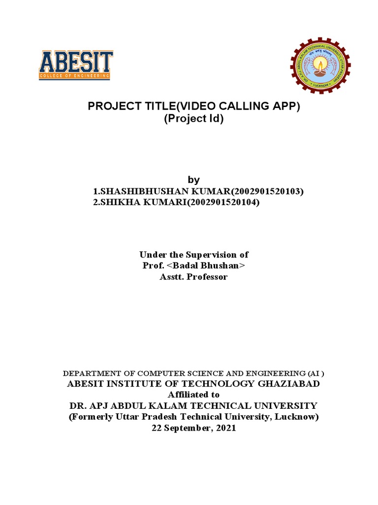 Video Calling App Project Synopsis | PDF | Computer Science | Computing