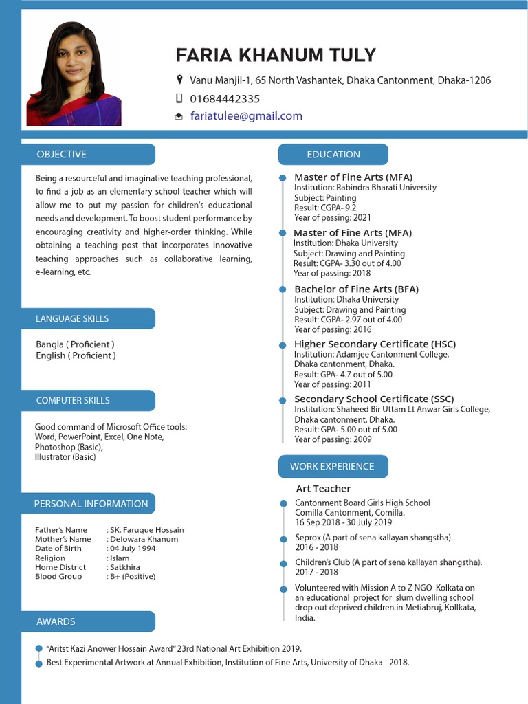 Faria Khanum Tuly: Education Objective | PDF | Dhaka | World Politics
