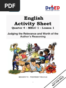 English Activity Sheet: Quarter 4 - MELC 1 - Lesson 1