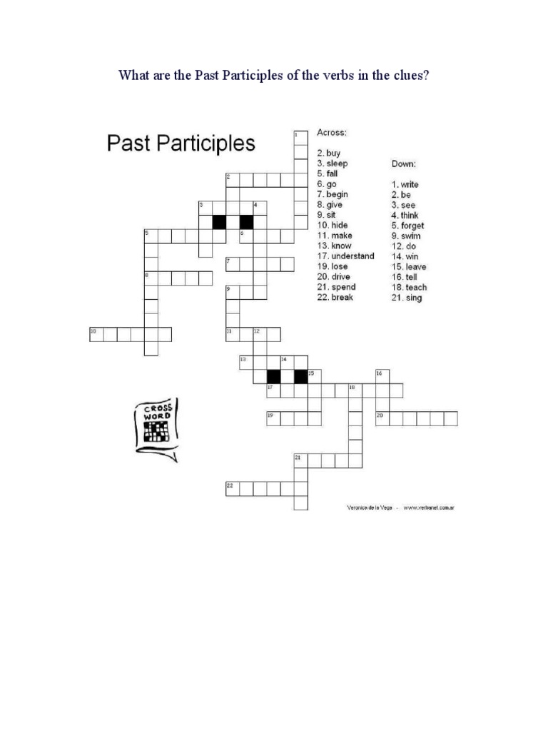Past Participles Crossword Fun Activities Games Grammar Drills