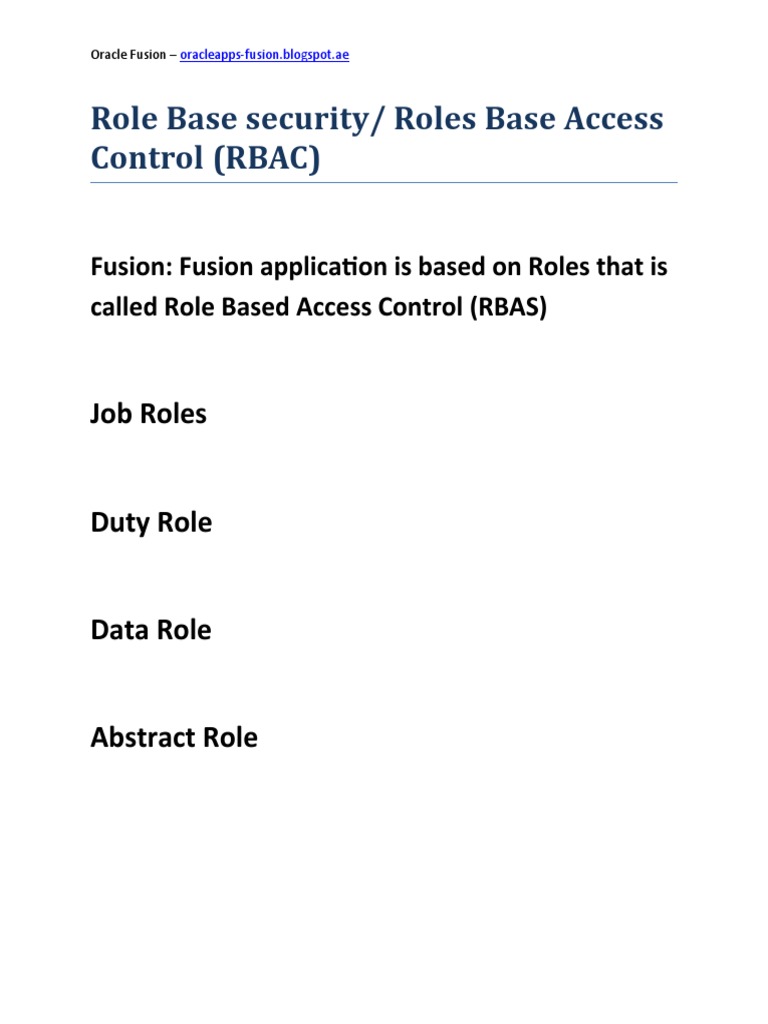 Oracle Fusion RBAC Overview | PDF
