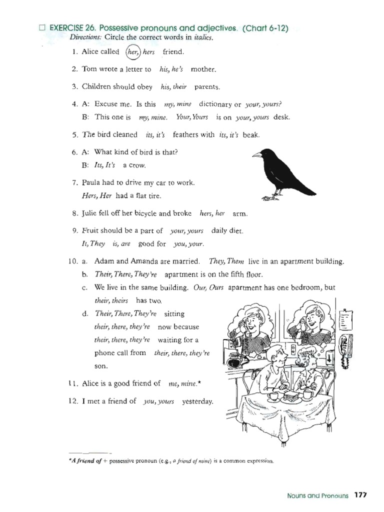 Exercises of Possessive Pronouns and Adjectives | PDF