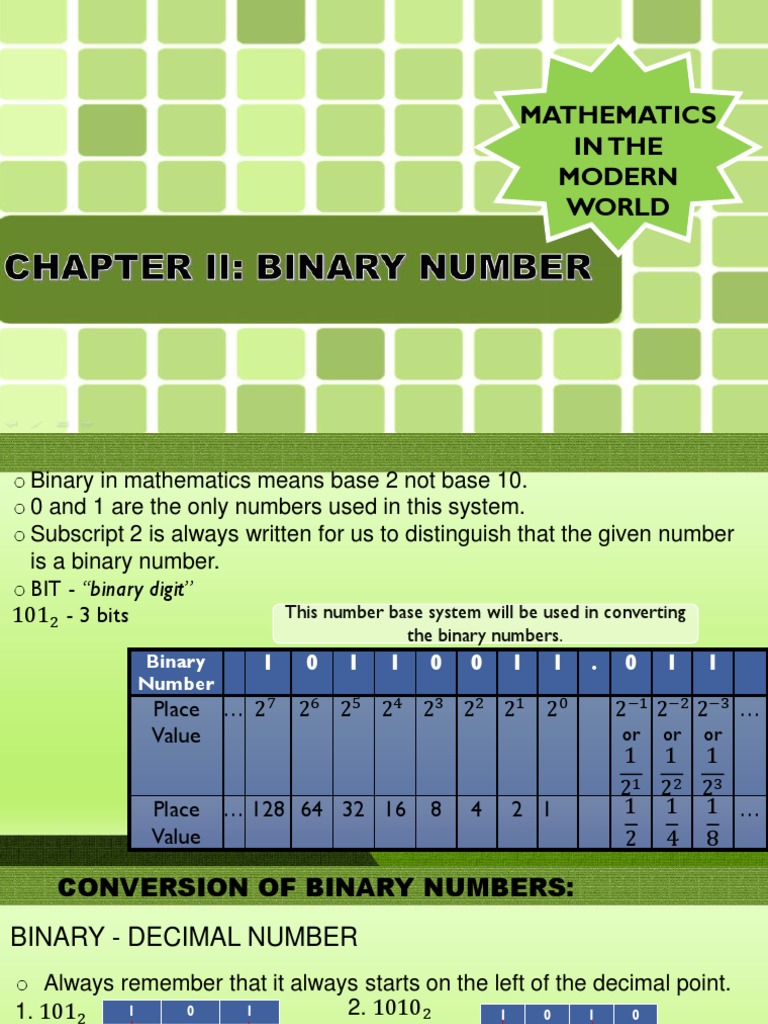 Chapter ii binary conversion pdf mathematical notation notation