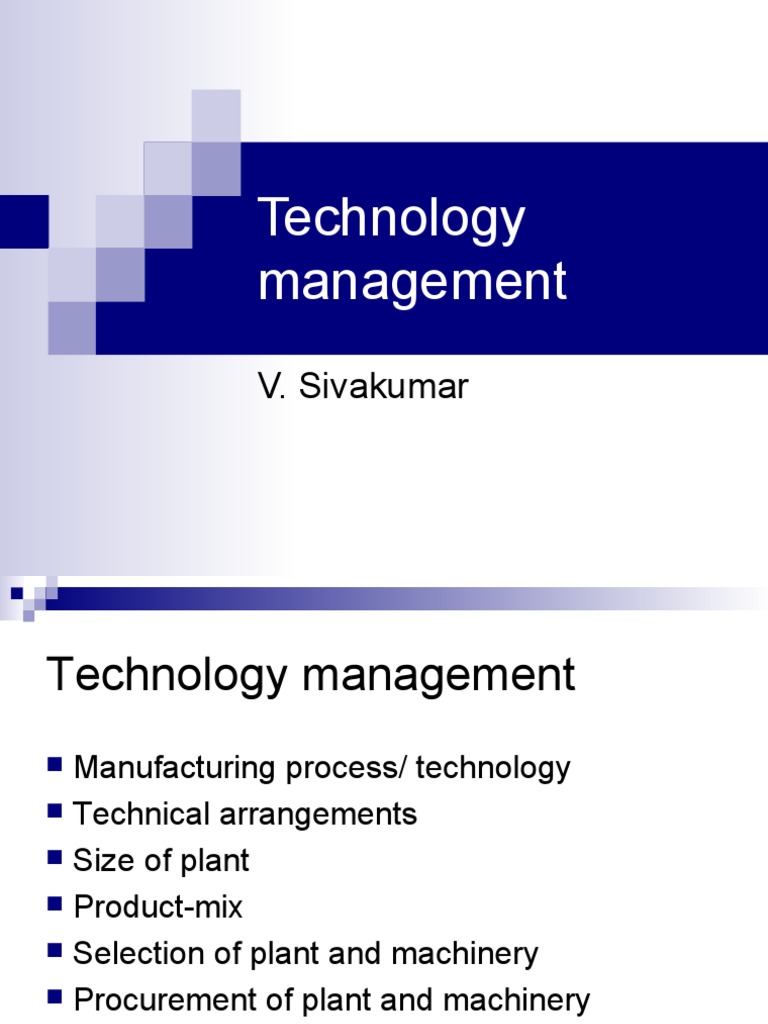 Technology Management: V. Sivakumar | PDF | Waste Management | Water