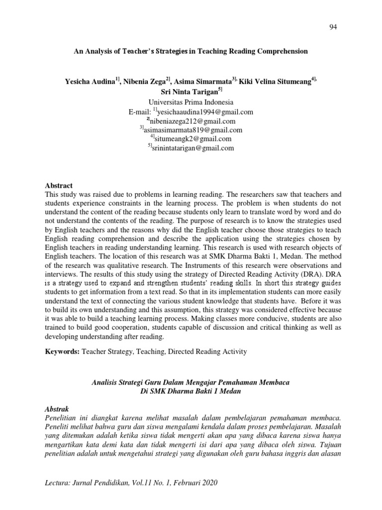Teacher Strategies for Reading Comprehension | PDF | Reading ...