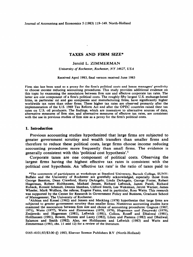 Firm Size and Effective Tax Rates | PDF | Taxes | Depreciation