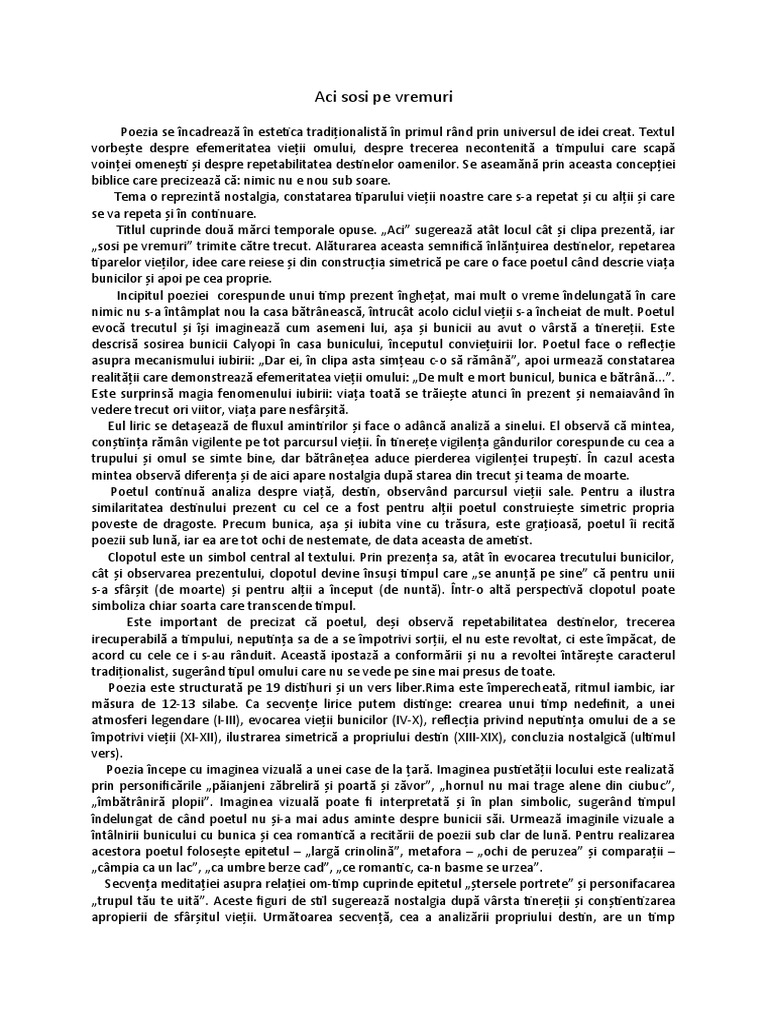 Aci Sosi Pe Vremuri Poezie Aci Sosi Pe Vremuri | PDF