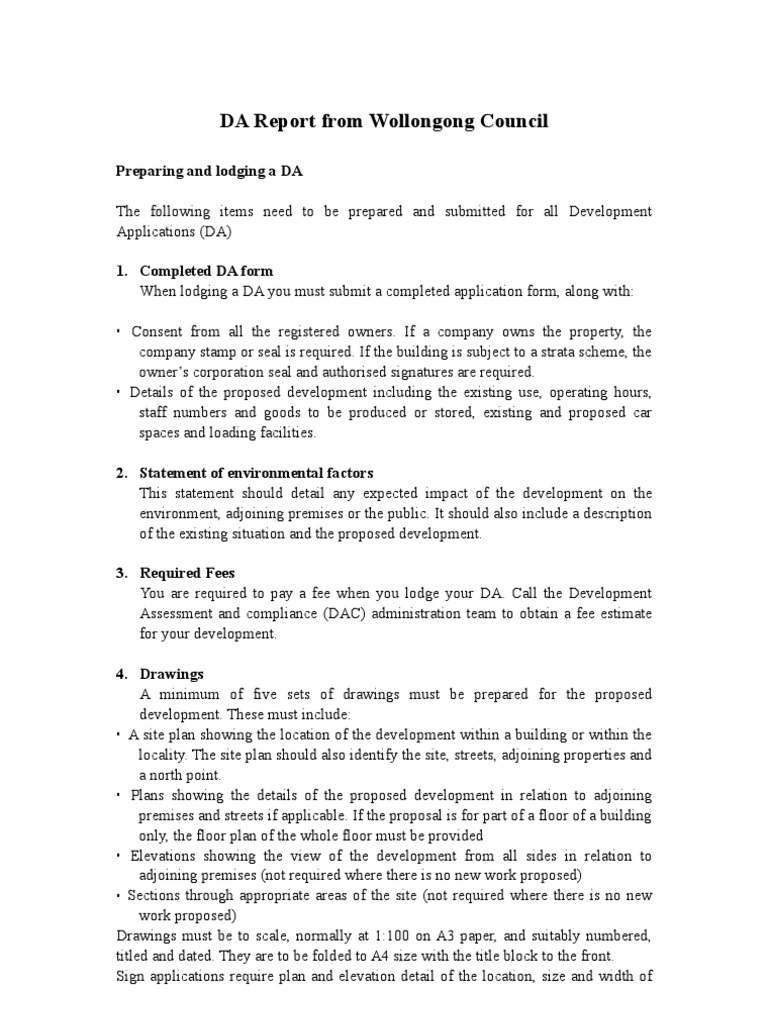 Wollongong DA Submission Guidelines | PDF | Building | Zoning