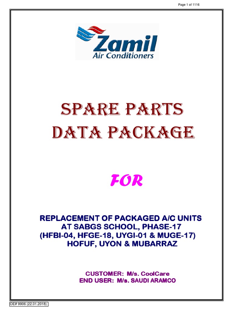 Spare Parts Data for A/C Unit Replacement | PDF | Power Supply | Home ...