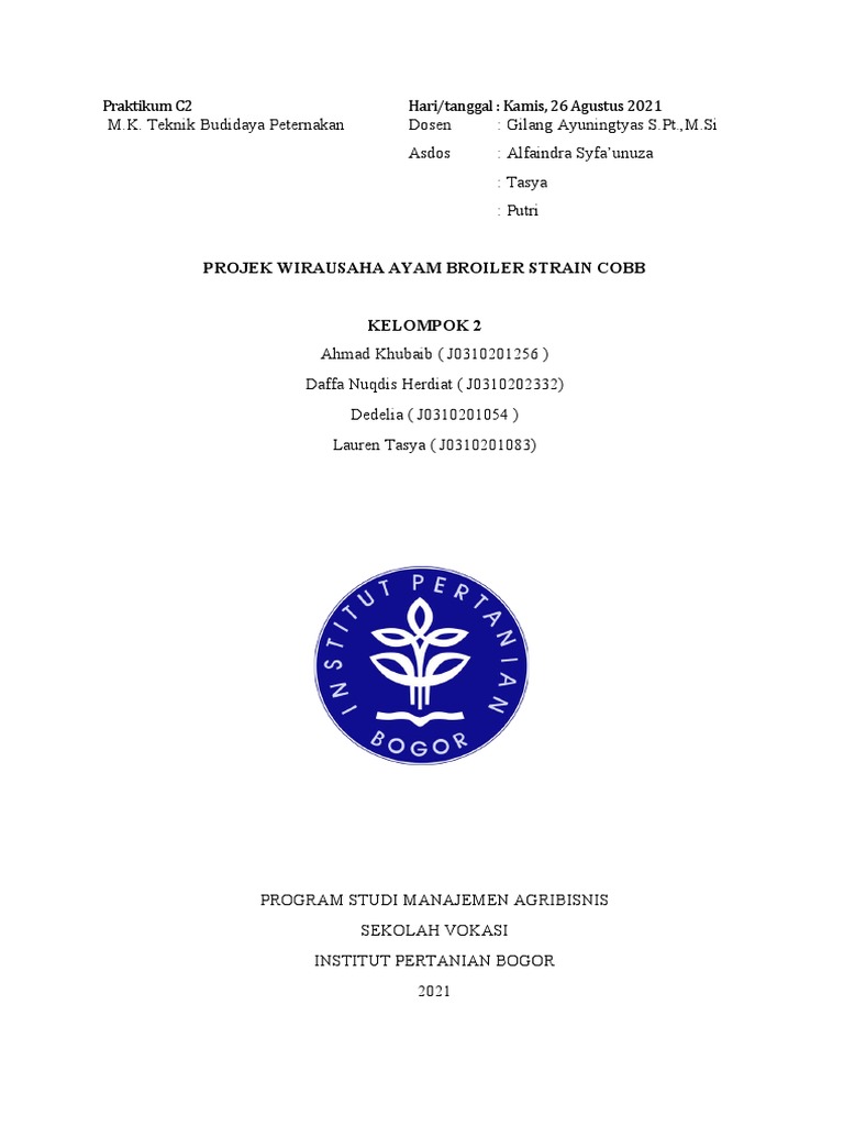 Kelompok 2 CP2 Ayam Broiler Strain Cobb PDF