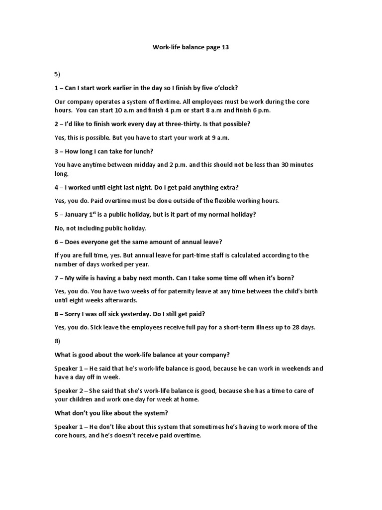Work-Life Balance Policies Explained | PDF | Overtime | Labor Relations