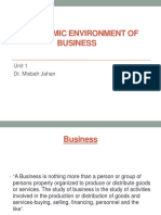 Economic Environment of Business: Unit 1 Dr. Misbah Jahan