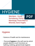 Hygiene: Members: Group 1 Sumalpong, Christi Marae Manlangit, Paula Bianca Miranda, Dane Angelu