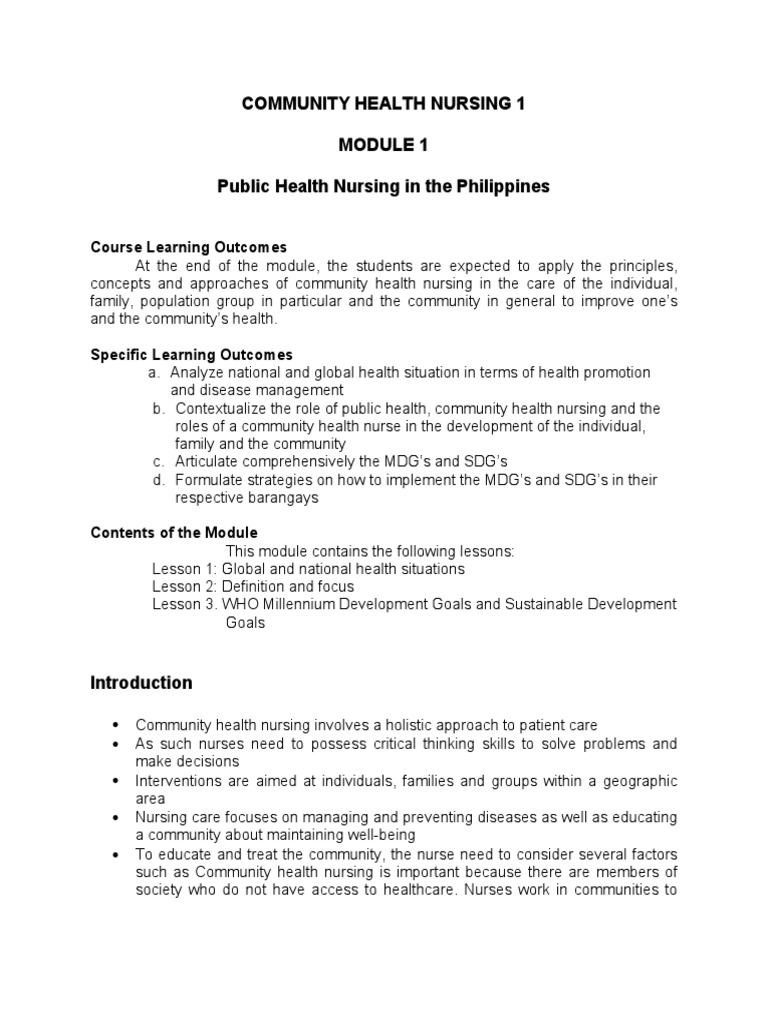 Community Health Nursing 1 Public Health Nursing in The Philippines ...