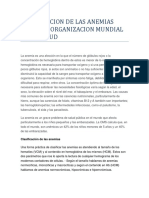 Clasificacion de Las Anemias Segun La Organizacion Mundial de La Salud