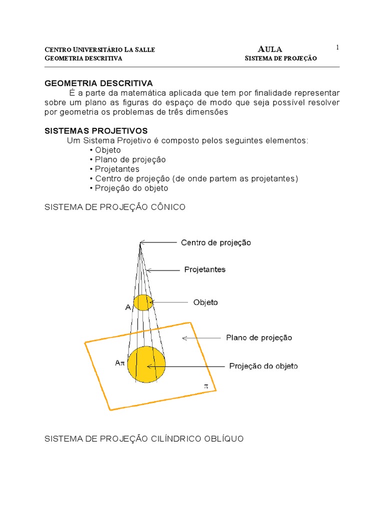 Sistemas de Projeção em Geometria Descritiva | PDF | Linha (Geometria ...