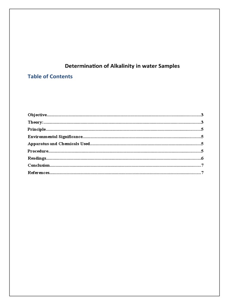 Determination of Alkalinity in Water Samples | PDF | Alkalinity | Ph