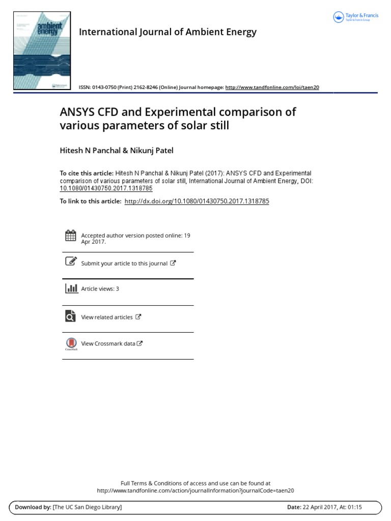 ANSYS CFD Analysis of Solar Still Performance | PDF | Solar Energy | Water