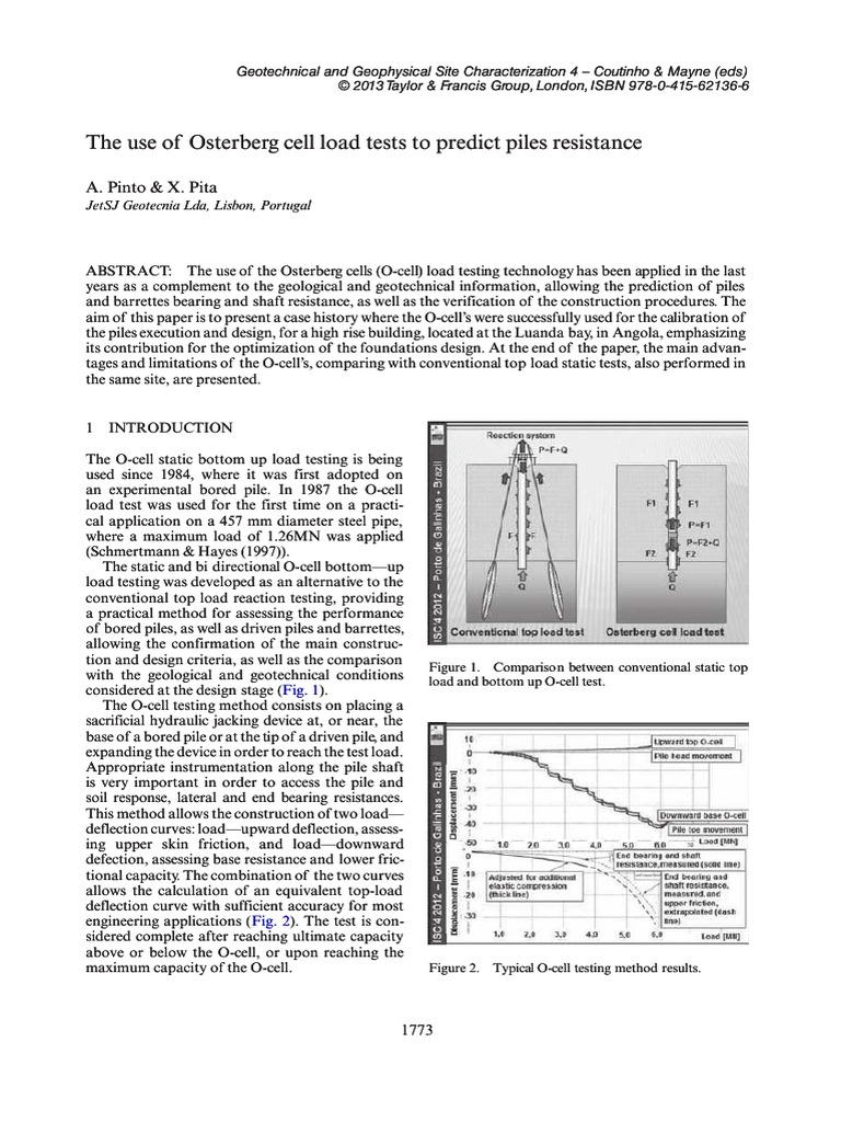 The Use of Osterberg Cell Load Tests To Predict Piles Resistance | PDF ...