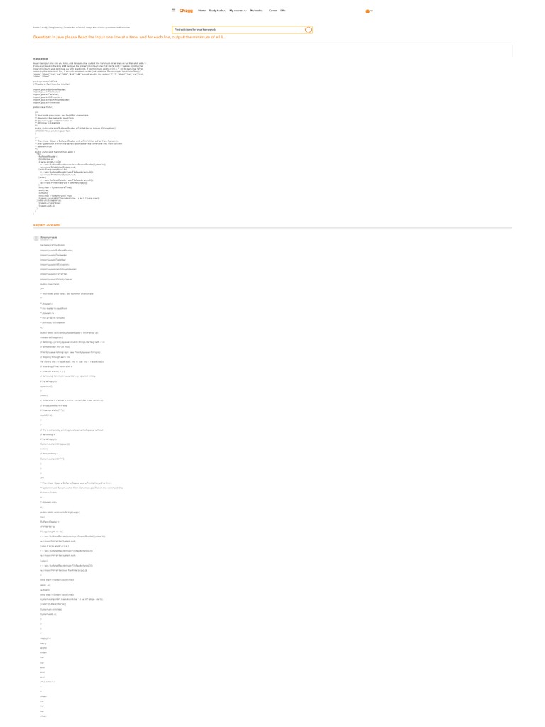 Question: in Java Please Read The Input One Line at A Time, and For ...