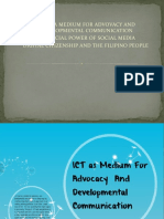 Ict As A Medium For Advovacy and Developmental Communication The Social Power of Social Media Digital Citizenship and The Filipino People