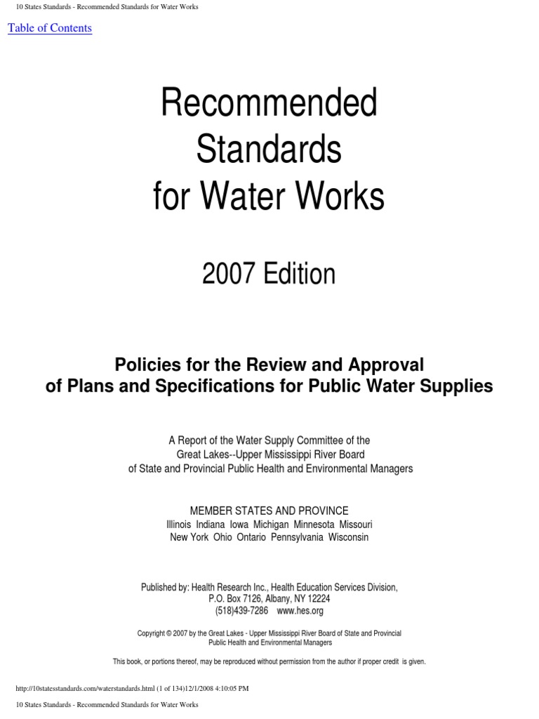 10 States Standards Standards for Water Works Water