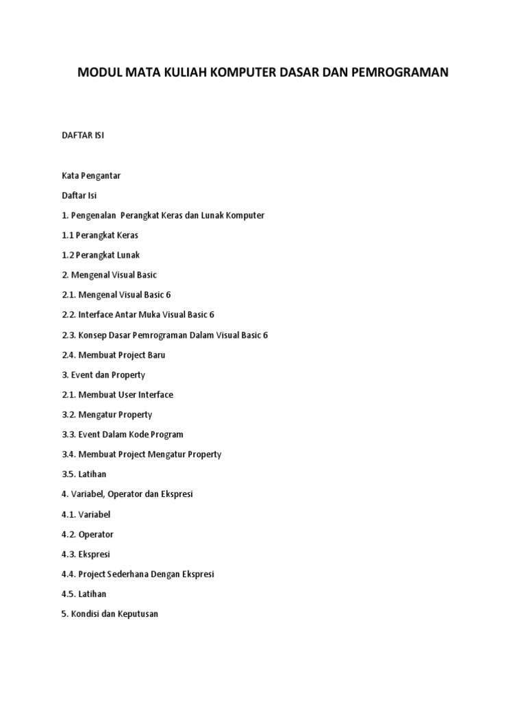 Panduan Pemrograman Visual Basic Dasar | PDF | Komputer