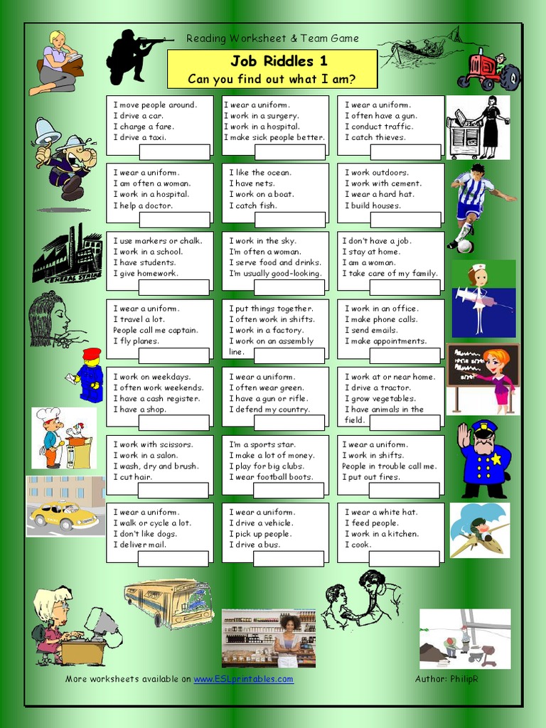 Riddles and Jobs Homework Assignment | PDF