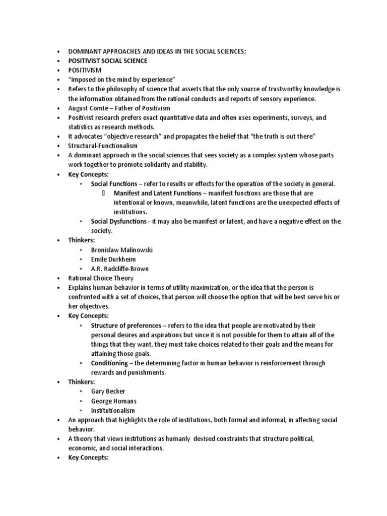 Dominant Approaches in Social Sciences | PDF | Positivism | Social Sciences
