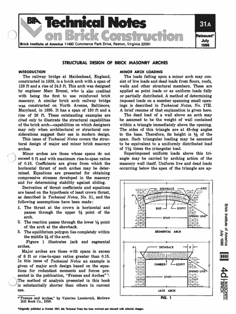 Structural Design of Brick Arches | PDF | Stress (Mechanics) | Brick