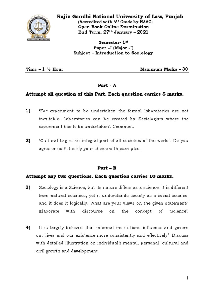 Sociology Exam Questions & Answers | PDF | Sociology | Science