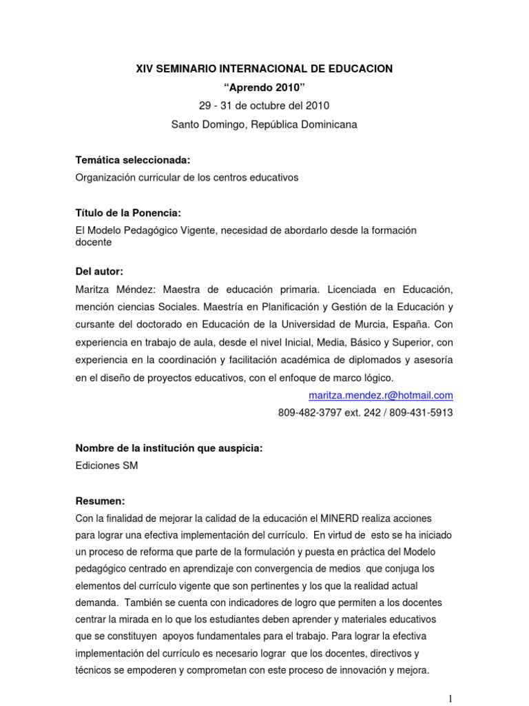 Modelo Pedagógico y Currículo Primario | PDF | Plan de estudios | Maestros